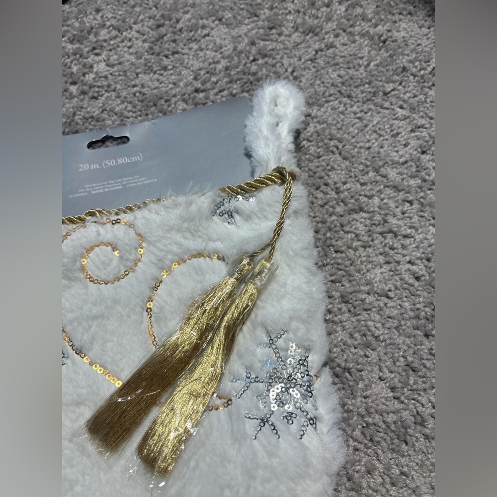 Northlight 20” Cream & Gold Faux Fur Christmas Stocking - Picture 3 of 3